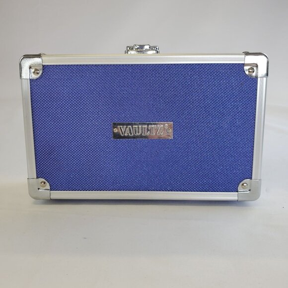 Vaultz Locking Supplies Pencil Box Carrying Case Blue Silver - Picture 8 of 9
